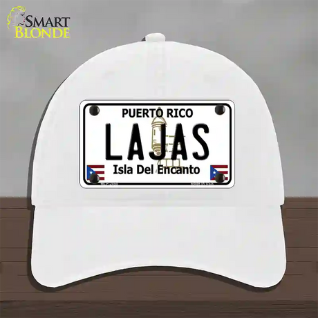 Lajas Puerto Rico Novelty License Plate Hat Unconstructed Cotton / White