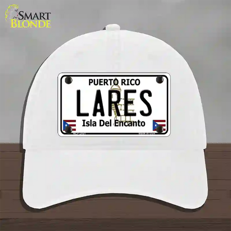 Lares Puerto Rico Novelty License Plate Hat Unconstructed Cotton / White