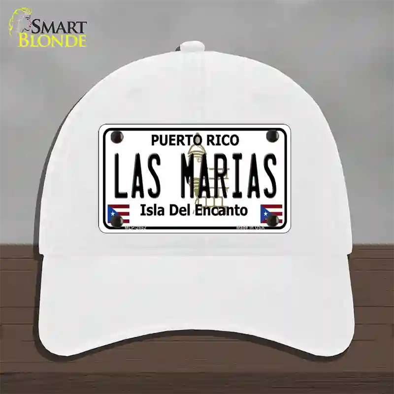 Las Marias Puerto Rico Novelty License Plate Hat Unconstructed Cotton / White