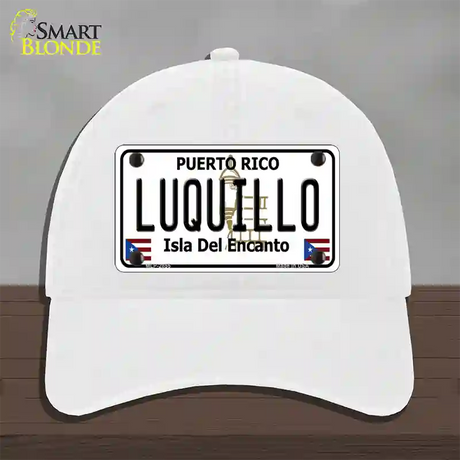 Luquillo Puerto Rico Novelt Novelty License Plate Hat Unconstructed Cotton / White