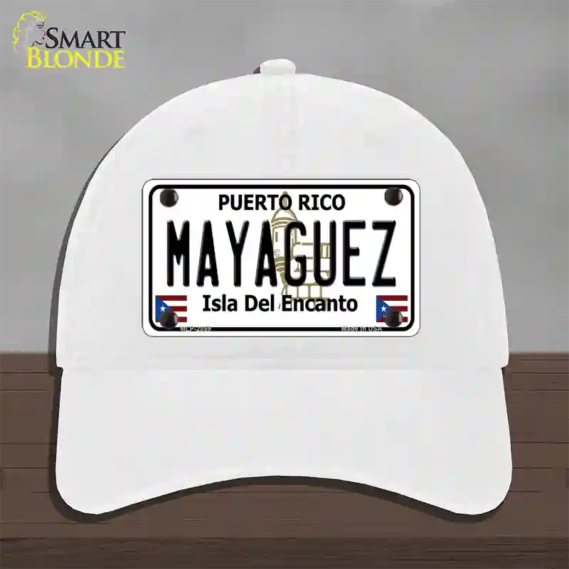 Mayaguez Puerto Rico Novelty License Plate Hat Unconstructed Cotton / White