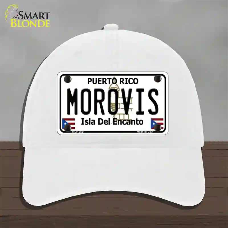 Morovis Puerto Rico Novelty License Plate Hat Unconstructed Cotton / White