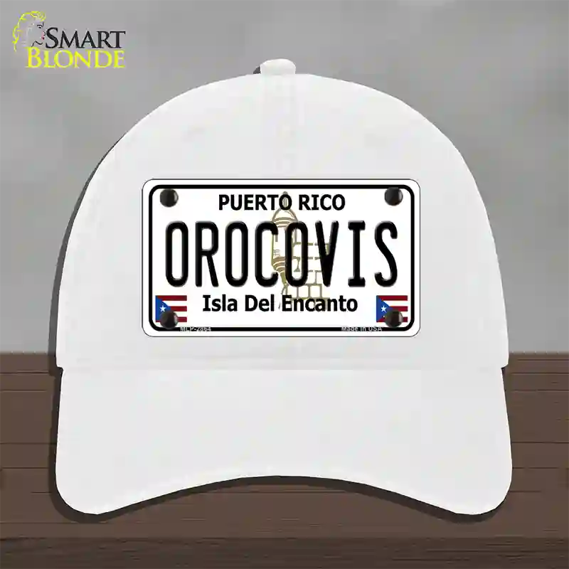 Orocovis Puerto Rico Novelty License Plate Hat Unconstructed Cotton / White