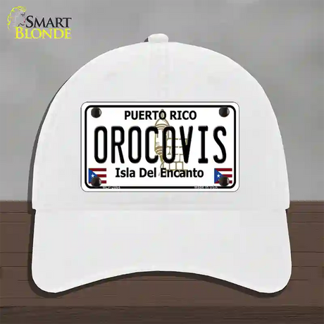 Orocovis Puerto Rico Novelty License Plate Hat Unconstructed Cotton / White