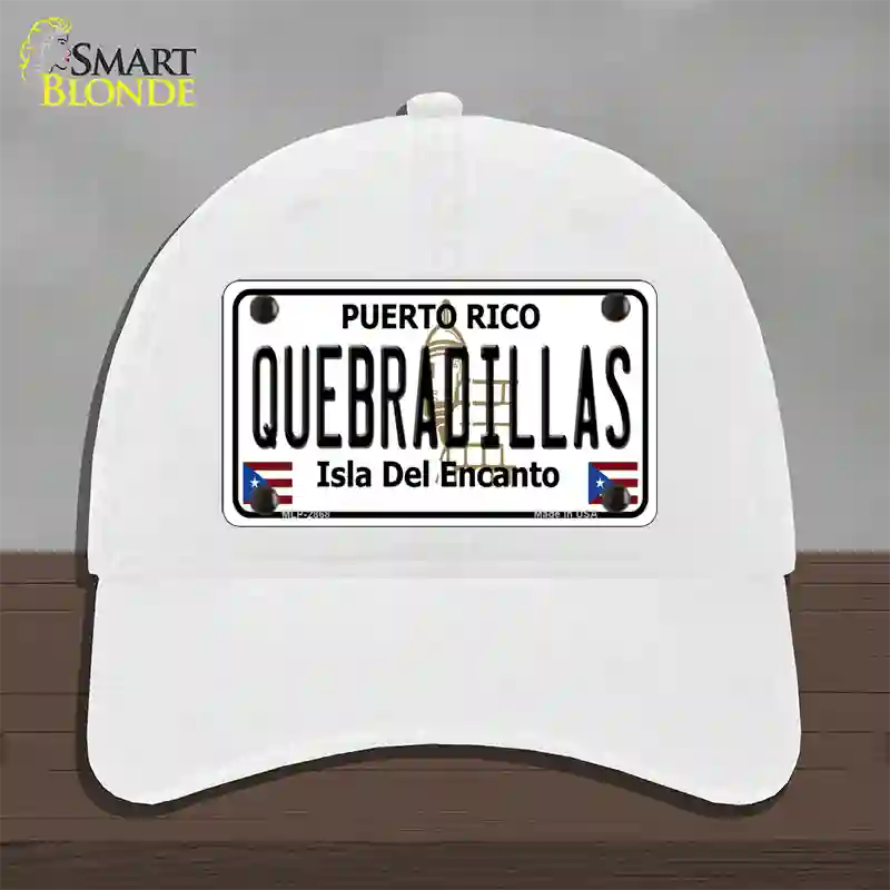 Quebradillas Puerto Rico Novelty License Plate Hat Unconstructed Cotton / White