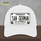 San German Puerto Rico Novelty License Plate Hat Unconstructed Cotton / White