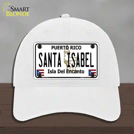 Santa Isabel Puerto Rico Novelty License Plate Hat Unconstructed Cotton / White