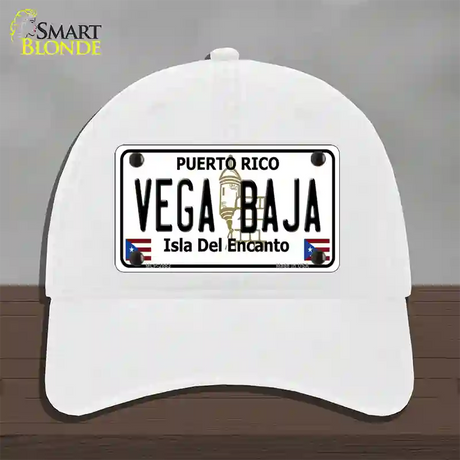 Vega Baja Puerto Rico Novelty License Plate Hat Unconstructed Cotton / White