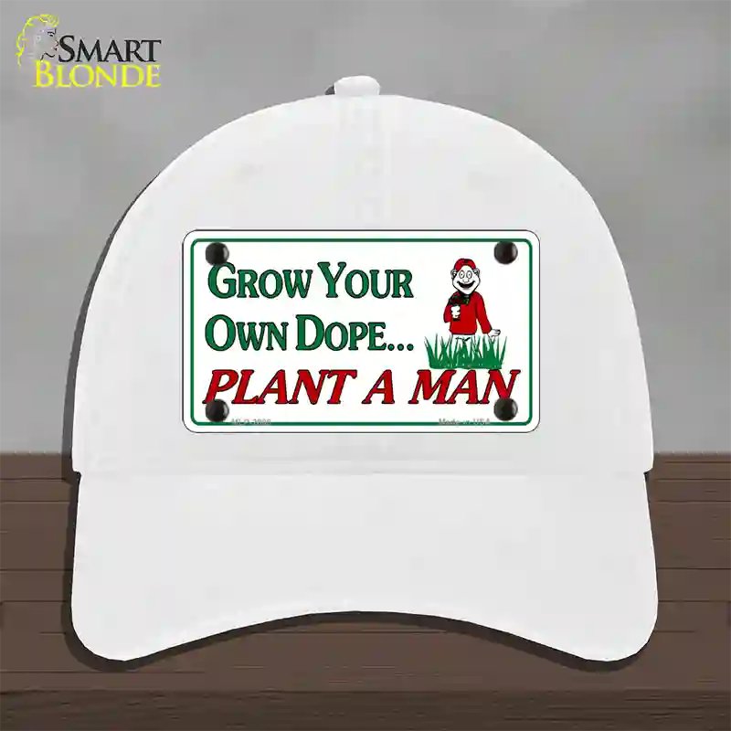 Grow Dope Novelty License Plate Hat Unconstructed Cotton / White