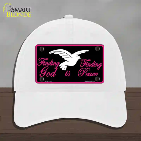 Finding God Finding Peace Black Novelty License Plate Hat Unconstructed Cotton / White