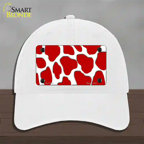 Red White Giraffe Novelty License Plate Hat Unconstructed Cotton / White