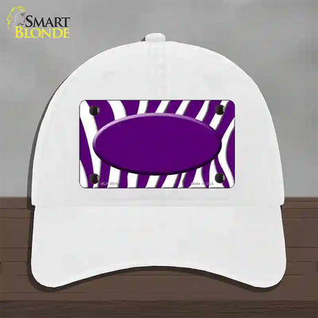 Purple White Zebra Purple Center Oval Novelty License Plate Hat Unconstructed Cotton / White