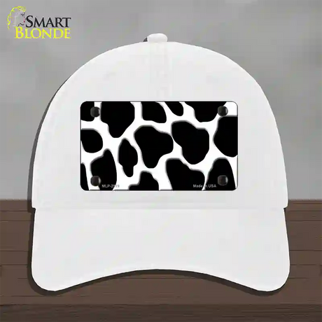 Black White Giraffe Novelty License Plate Hat Unconstructed Cotton / White