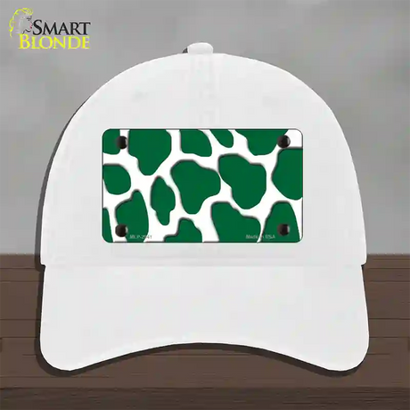 Green White Giraffe Novelty License Plate Hat Unconstructed Cotton / White