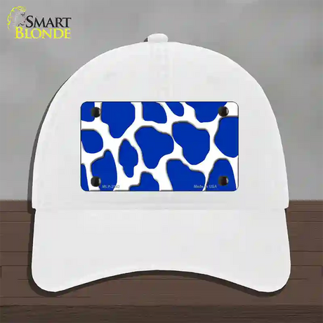 Blue White Giraffe Novelty License Plate Hat Unconstructed Cotton / White