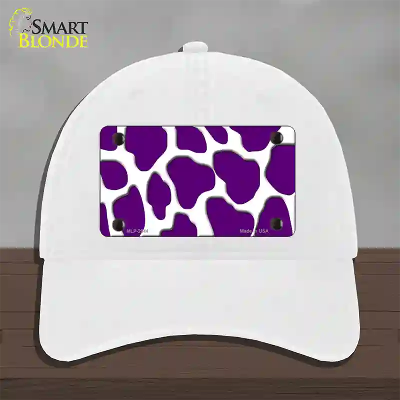 Purple White Giraffe Novelty License Plate Hat Unconstructed Cotton / White