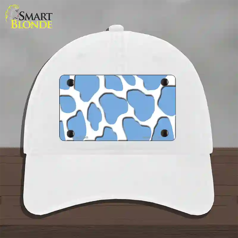 Light Blue White Giraffe Novelty License Plate Hat Unconstructed Cotton / White