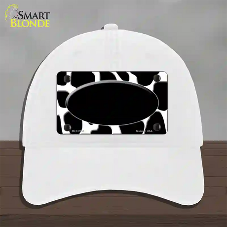 Black White Giraffe Black Center Oval Novelty License Plate Hat Unconstructed Cotton / White