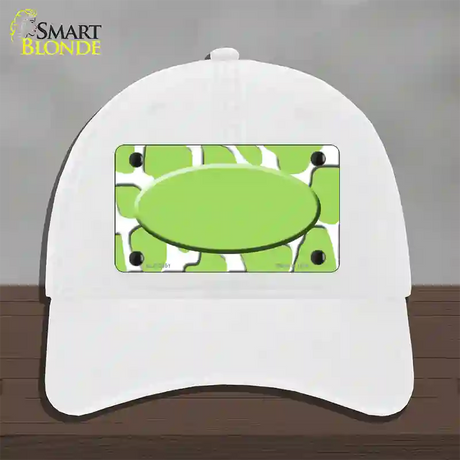 Lime Green White Giraffe Lime Green Center Oval Novelty License Plate Hat Unconstructed Cotton / White