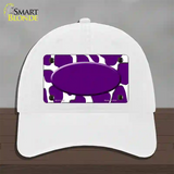 Purple White Giraffe Purple Center Oval Novelty License Plate Hat Unconstructed Cotton / White