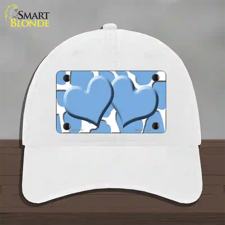 Light Blue White Giraffe Light Blue Centered Hearts Novelty License Plate Hat Unconstructed Cotton / White