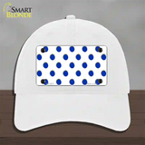 Blue White Polka Dot Novelty License Plate Hat Unconstructed Cotton / White