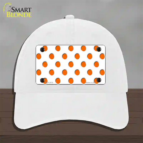 Orange White Polka Dot Novelty License Plate Hat Unconstructed Cotton / White