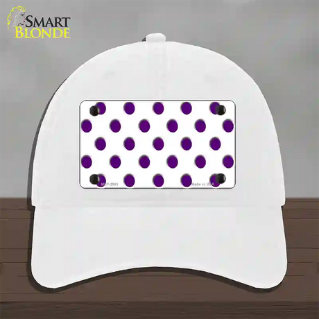 Purple White Polka Dot Novelty License Plate Hat Unconstructed Cotton / White