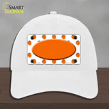 Orange White Polka Dot Orange Center Oval Novelty License Plate Hat Unconstructed Cotton / White