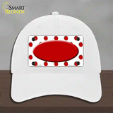 Red White Polka Dot Red Center Oval Novelty License Plate Hat Unconstructed Cotton / White