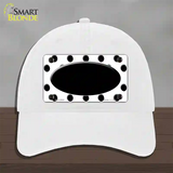 Black White Polka Dot Black Center Oval Novelty License Plate Hat Unconstructed Cotton / White