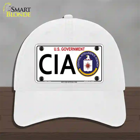 CIA Novelty License Plate Hat Unconstructed Cotton / White