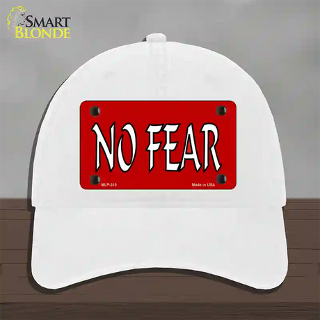 No Fear Novelty License Plate Hat Unconstructed Cotton / White