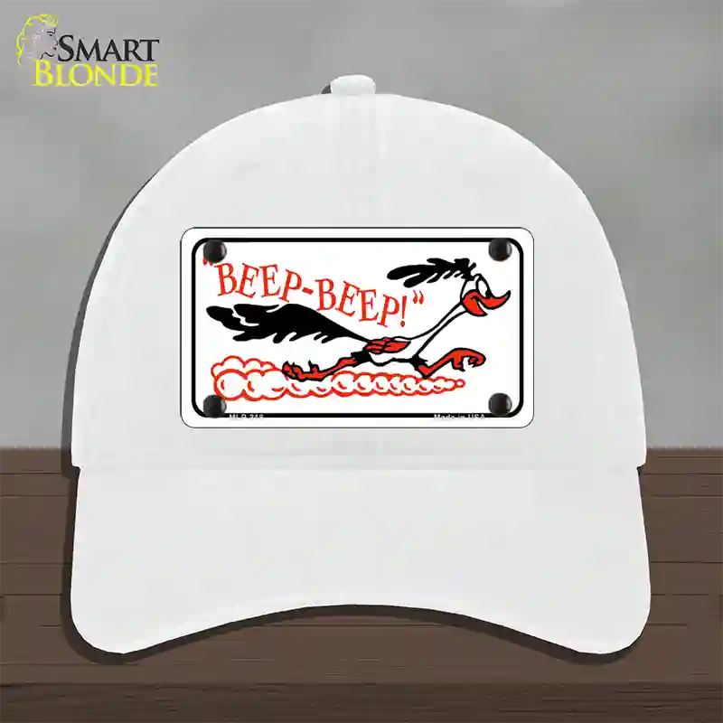 Beep Beep Roadrunner Novelty License Plate Hat Unconstructed Cotton / White