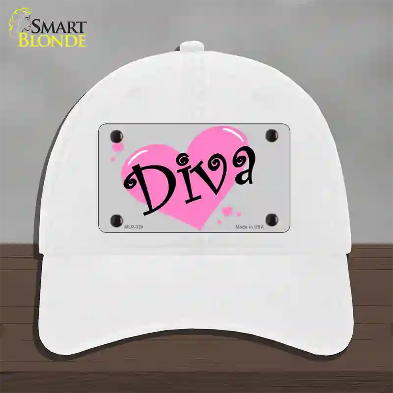 Diva Novelty License Plate Hat Unconstructed Cotton / White