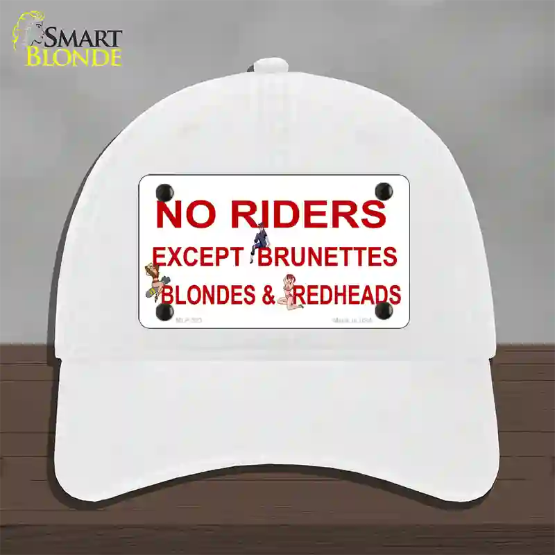 No Riders Except Novelty License Plate Hat Unconstructed Cotton / White