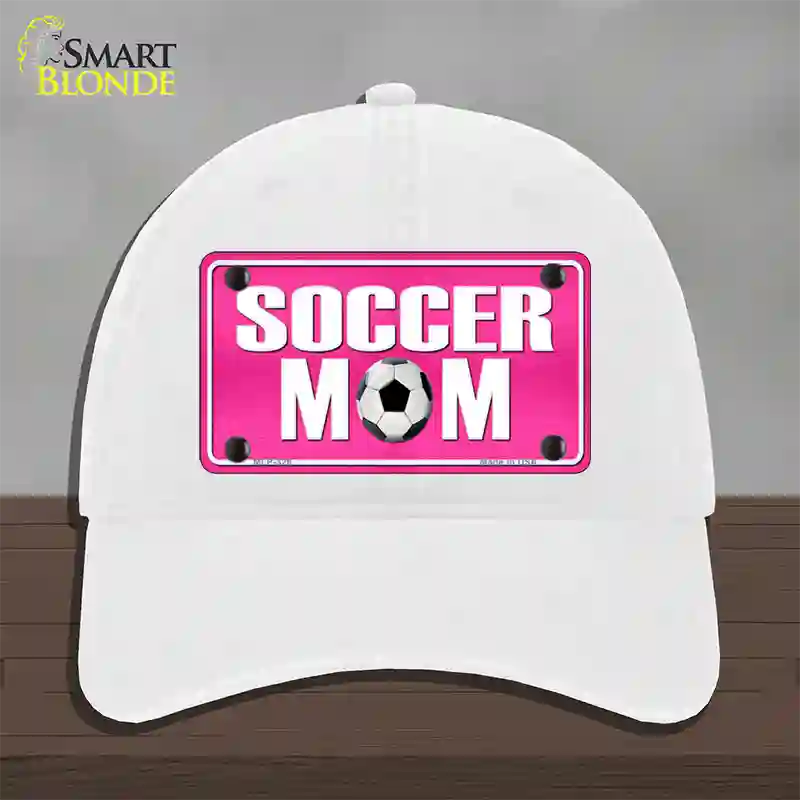 Soccer Mom Novelty License Plate Hat Unconstructed Cotton / White