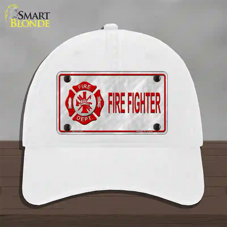 Firefighter Badge Novelty License Plate Hat Unconstructed Cotton / White