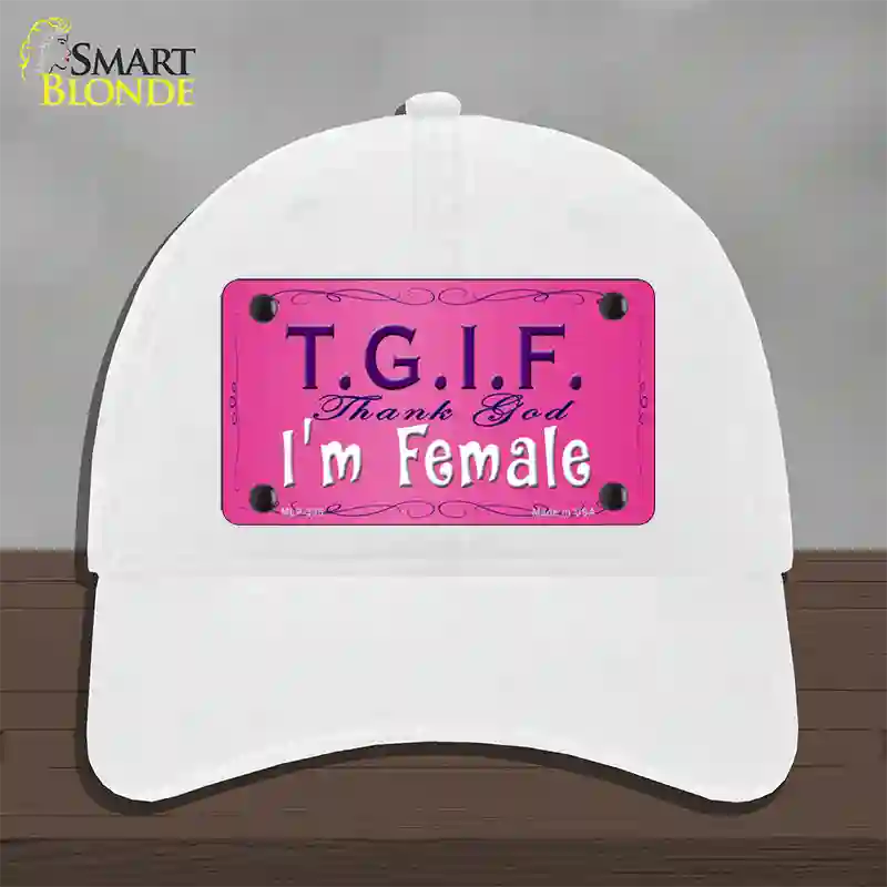 TGIF Novelty License Plate Hat Unconstructed Cotton / White