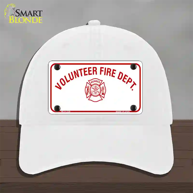 Volunteer Fire Department Novelty License Plate Hat Unconstructed Cotton / White