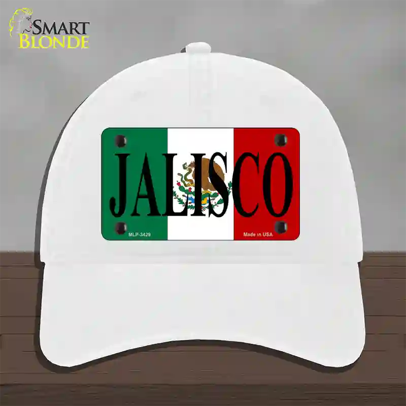 Jalisco Mexico Flag Novelty License Plate Hat Unconstructed Cotton / White