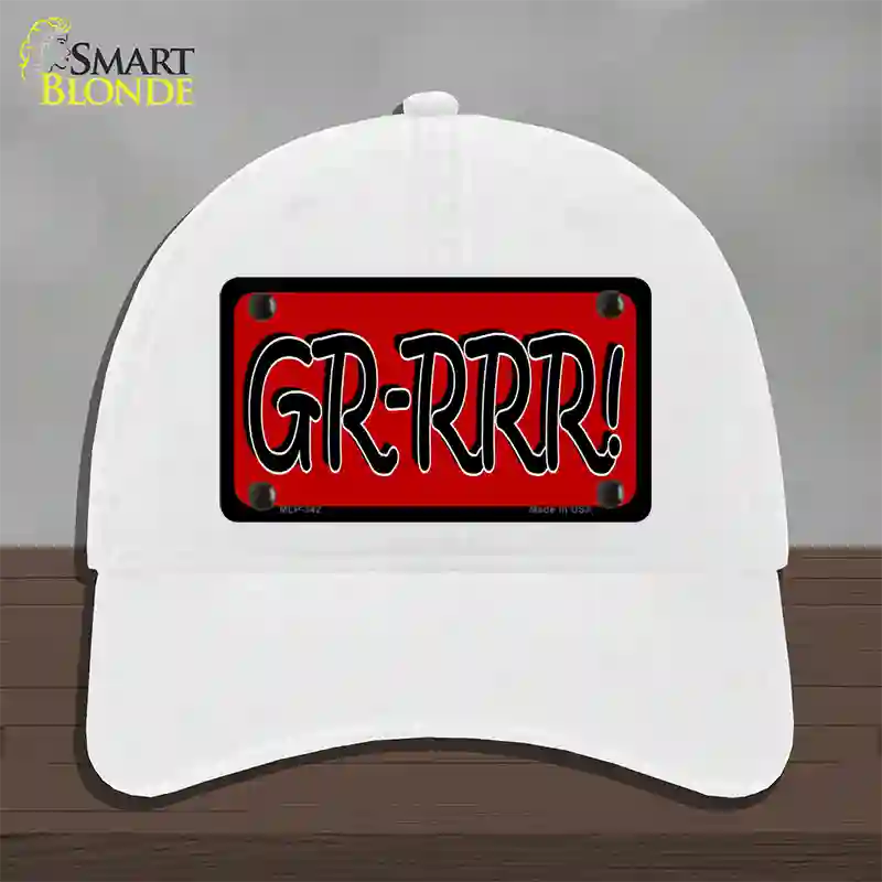 GR-RRR Novelty License Plate Hat Unconstructed Cotton / White