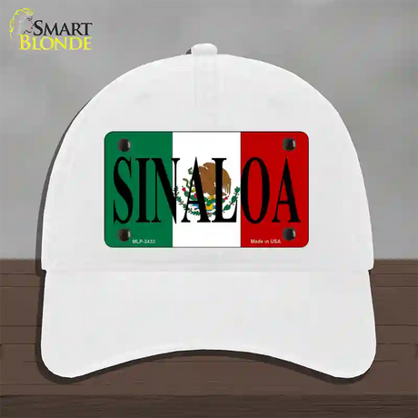 Sinaloa Novelty License Plate Hat Unconstructed Cotton / White