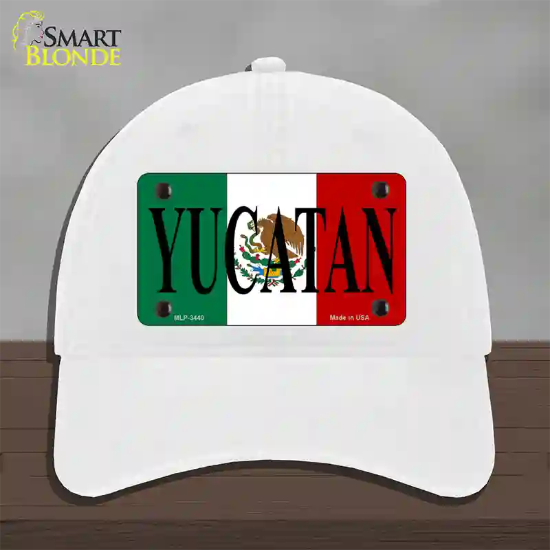 Yucatan Novelty License Plate Hat Unconstructed Cotton / White