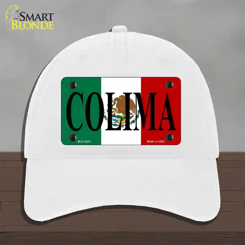 Colima Novelty License Plate Hat Unconstructed Cotton / White