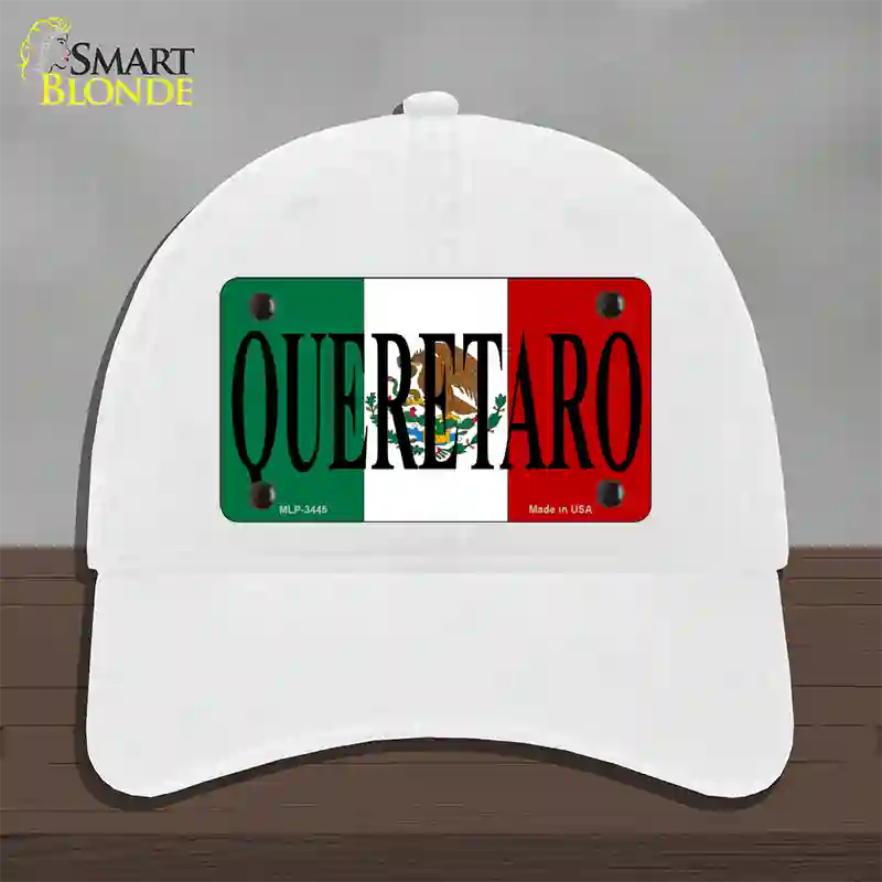 Queretaro Mexico Flag Novelty License Plate Hat Unconstructed Cotton / White