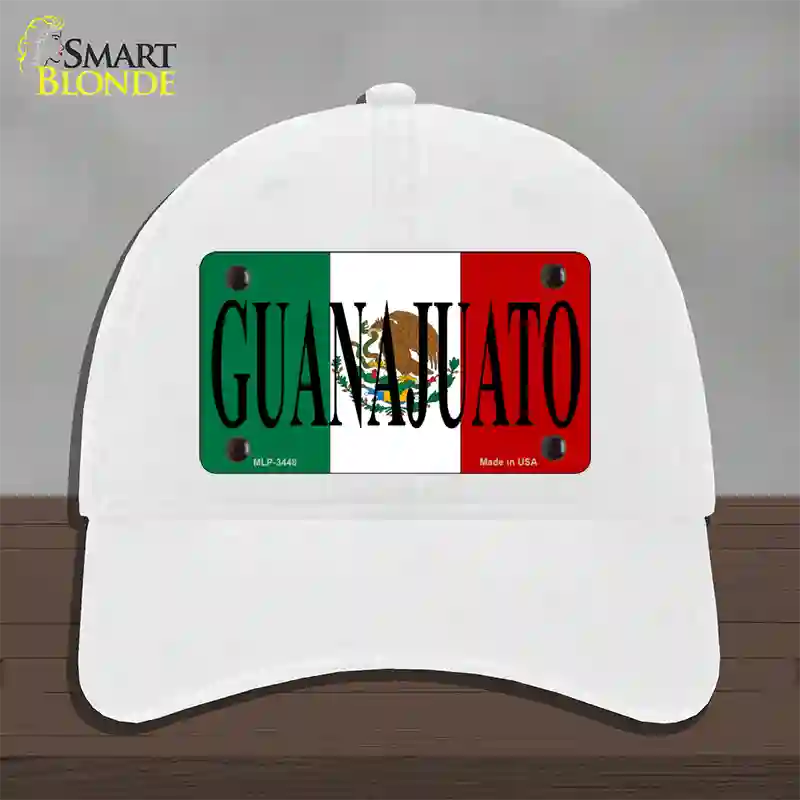 Guanajuato Mexico Flag Novelty License Plate Hat Unconstructed Cotton / White