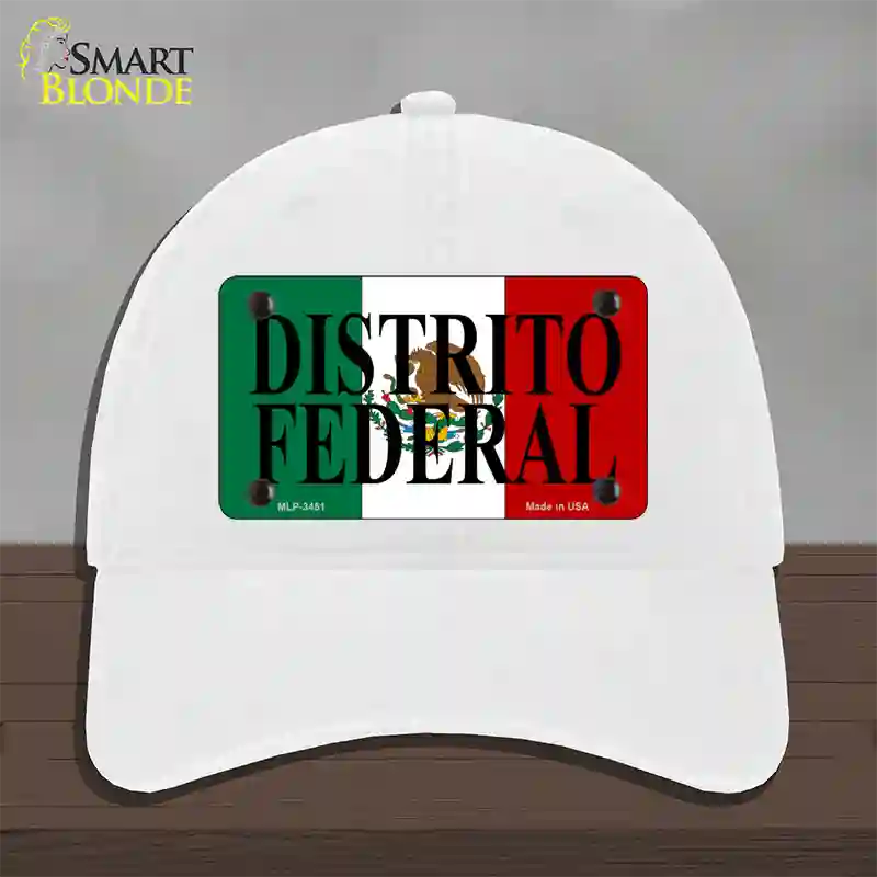 Distrito Federal Mexico Flag Novelty License Plate Hat Unconstructed Cotton / White