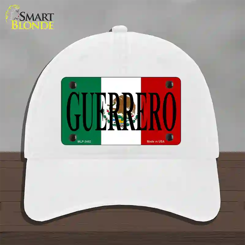 Guerrero Mexico Flag Novelty License Plate Hat Unconstructed Cotton / White