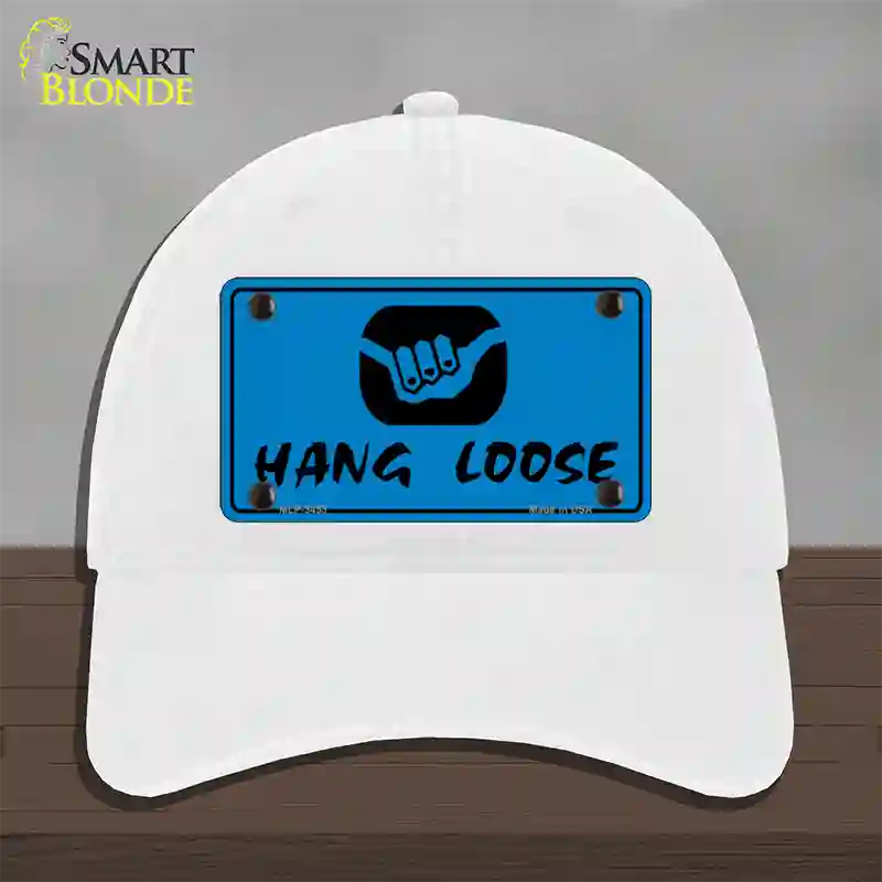 Hang Loose Novelty License Plate Hat Unconstructed Cotton / White